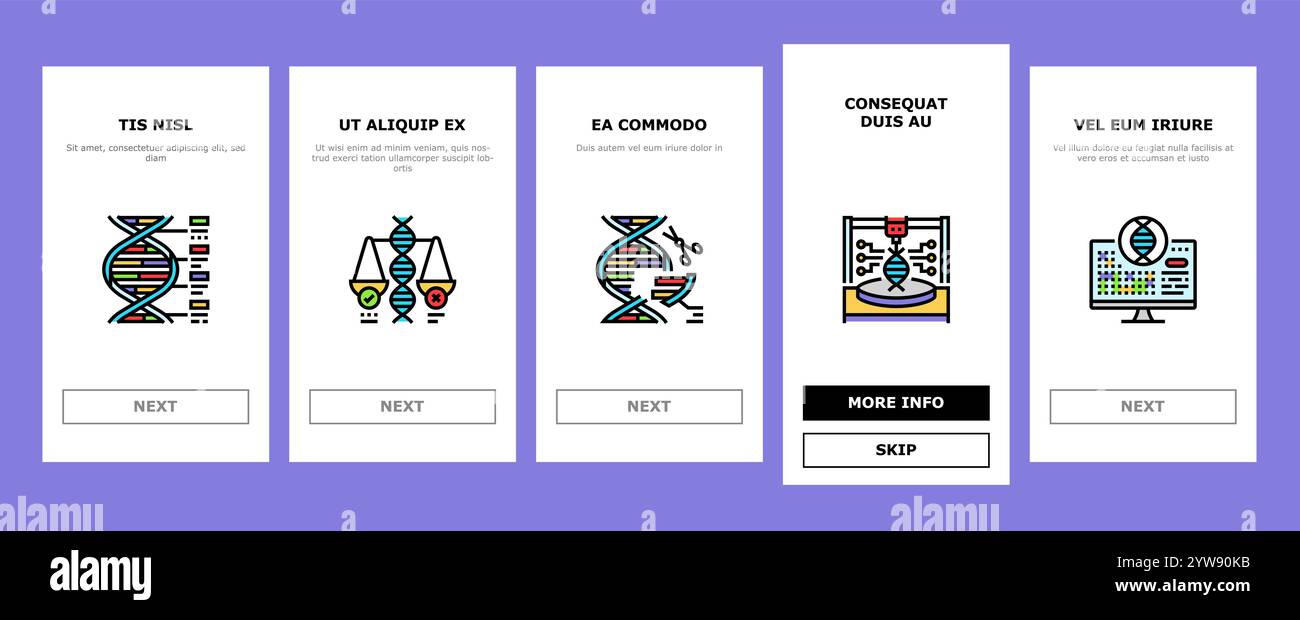 cryptogenetics dna gene helix onboarding icons set vector Stock Vector ...
