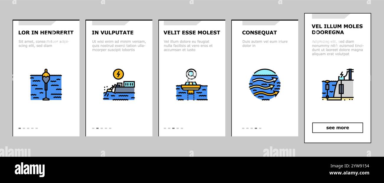 wave energy power tidal onboarding icons set vector Stock Vector Image ...
