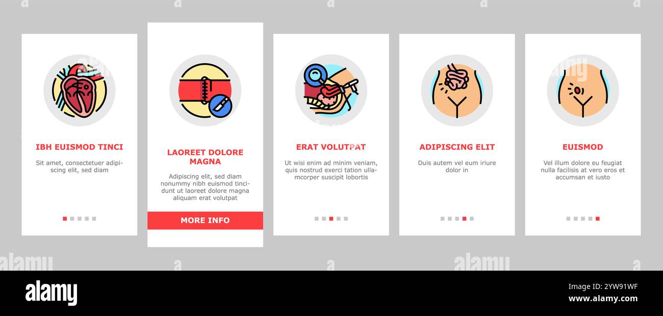 surgery doctor surgeon hospital onboarding icons set vector Stock ...