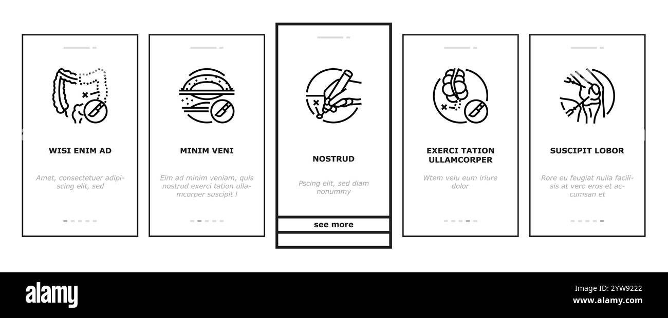 surgery doctor surgeon hospital onboarding icons set vector Stock ...