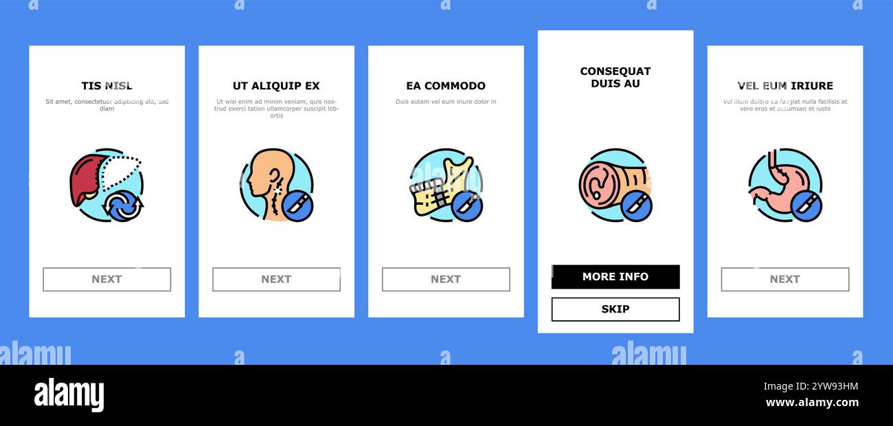 surgery operate room invasive onboarding icons set vector Stock Vector ...