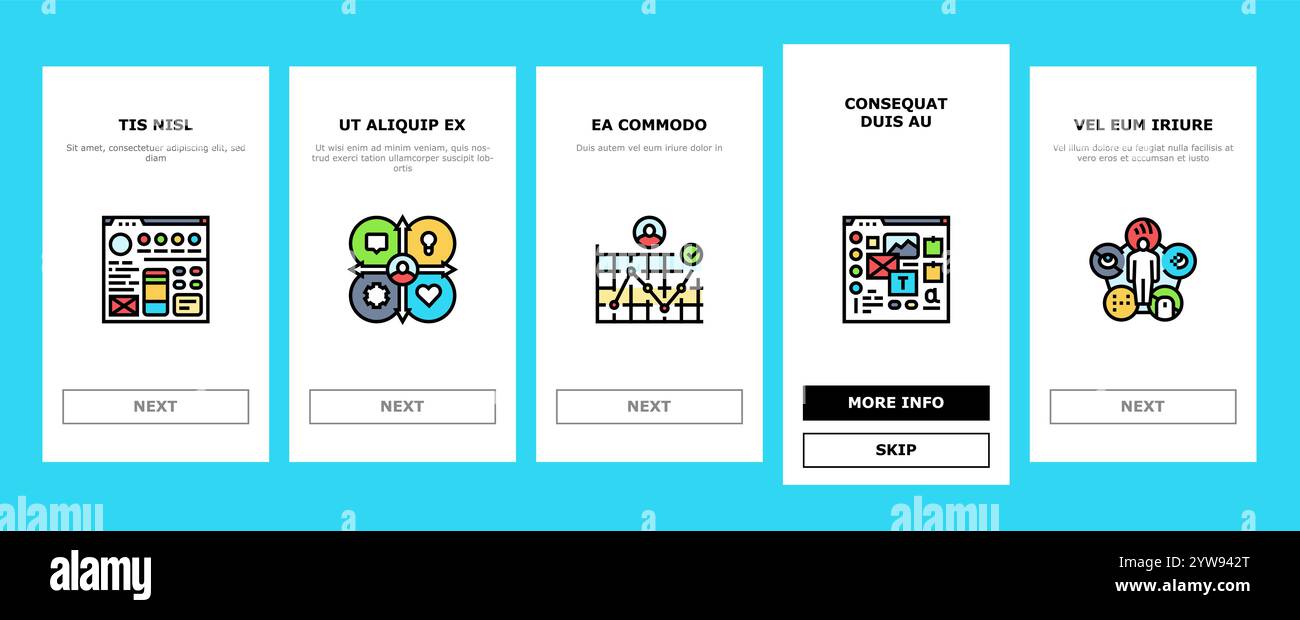 ui ux develop content research onboarding icons set vector Stock Vector ...