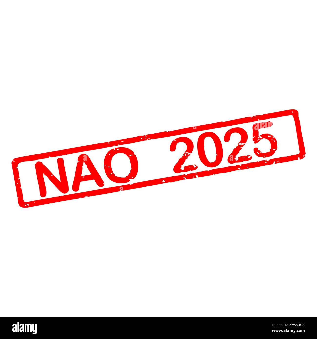 Rubber stamp with text NAO 2025, mandatory annual negotiation 2025 called negociation annuelle obligatoire in French language Stock Photo