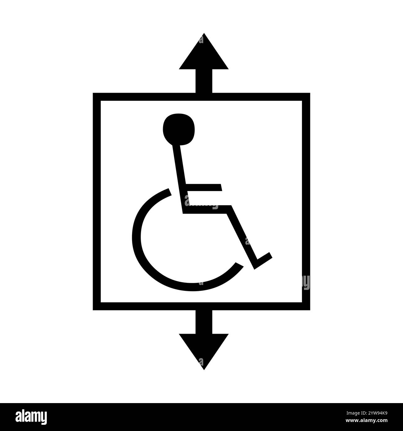 Handicap elevator sign with up and down arrow Stock Photo - Alamy