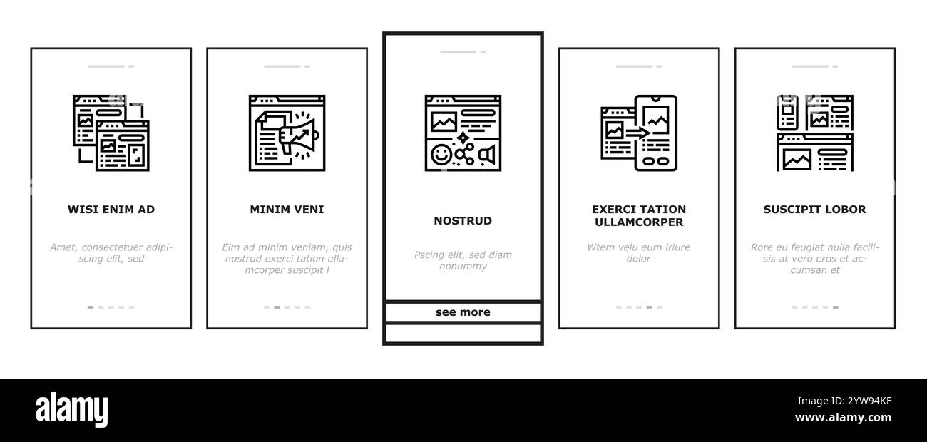 seo technical audit onboarding icons set vector Stock Vector Image ...