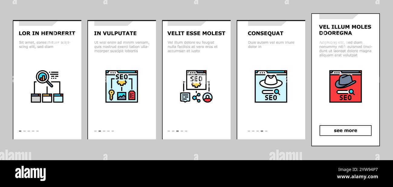 seo technical audit onboarding icons set vector Stock Vector Image ...