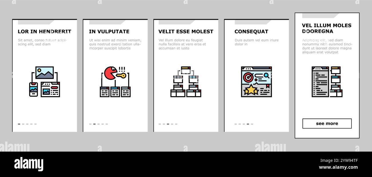 seo market rank search onboarding icons set vector Stock Vector Image ...