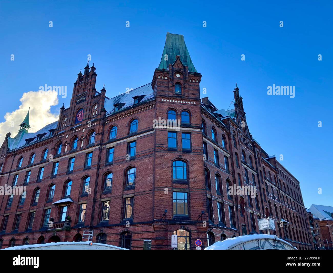 The Speicherstadt Warehouse District. HafenCity, Hamburg, Germany. 9th January 2024. - Smartphone Captured Stock Image