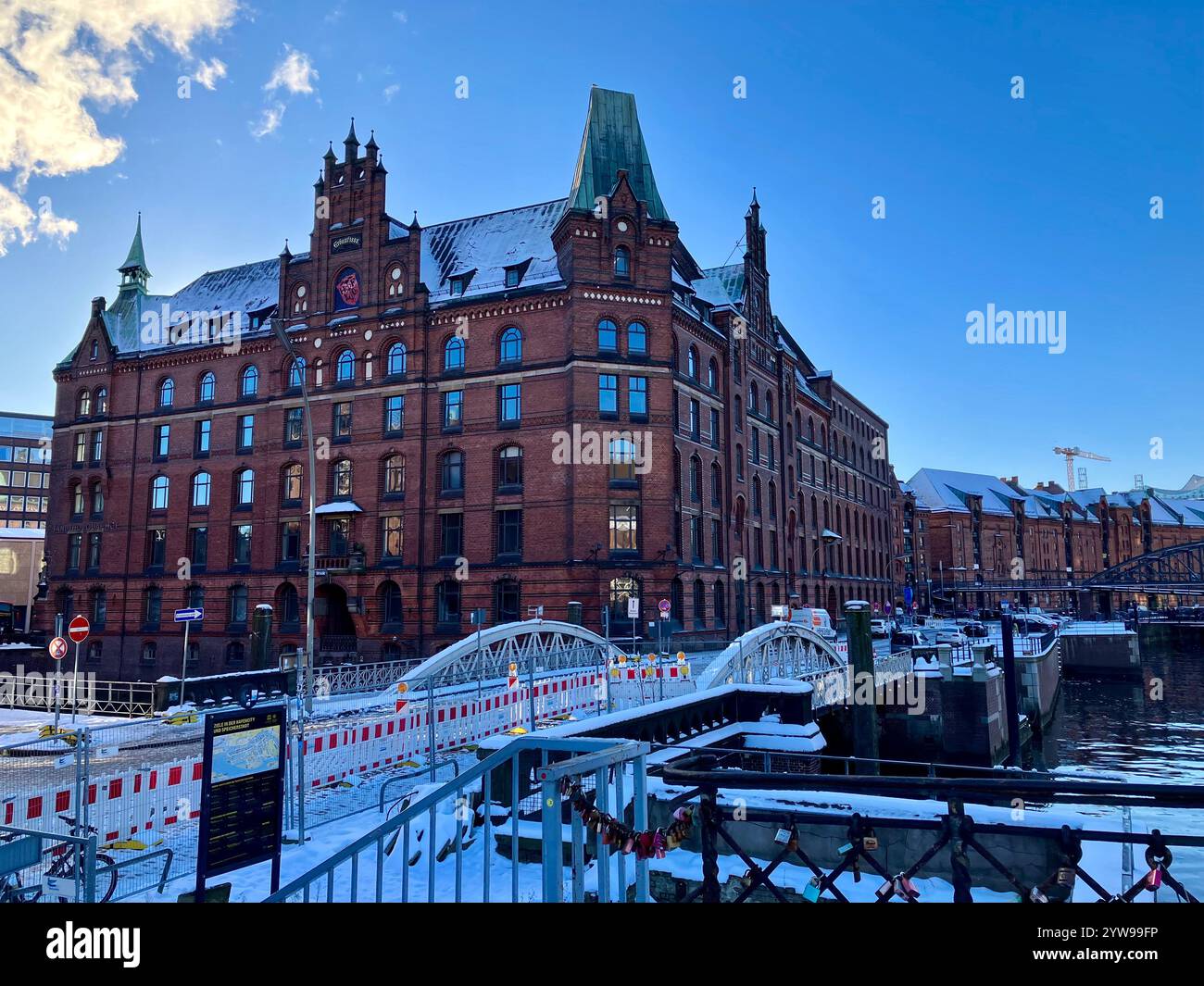 The Speicherstadt Warehouse District. HafenCity, Hamburg, Germany. 9th January 2024. - Smartphone Captured Stock Image