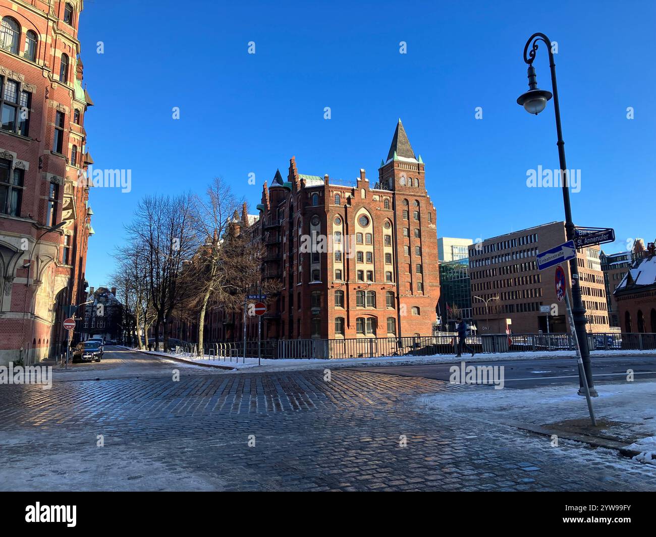 The Speicherstadt Warehouse District. HafenCity, Hamburg, Germany. 9th January 2024. - Smartphone Captured Stock Image