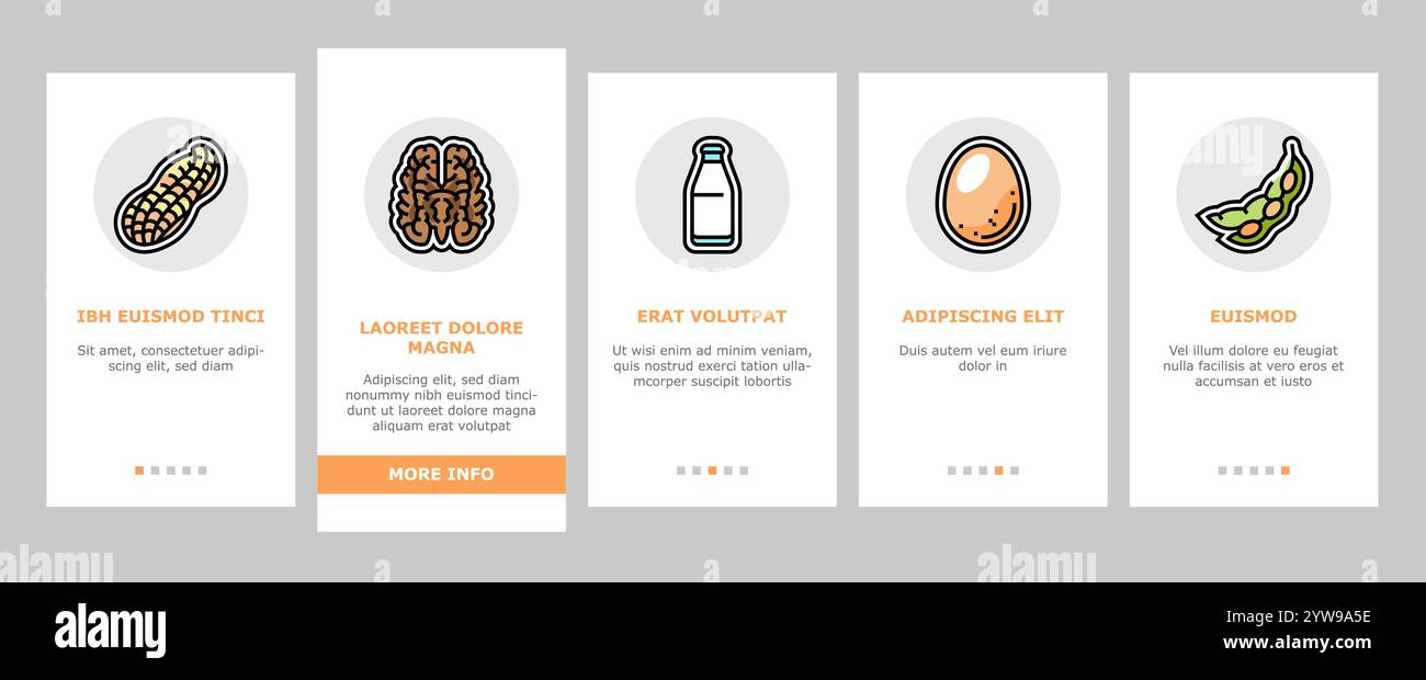 allergen product food free onboarding icons set vector Stock Vector ...