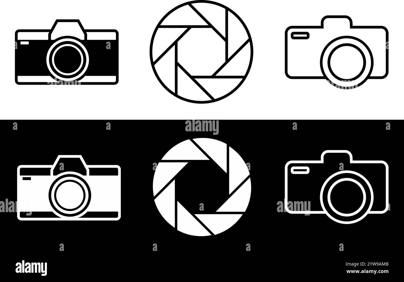 camera icon design with linear style and silhouette in transparent ...