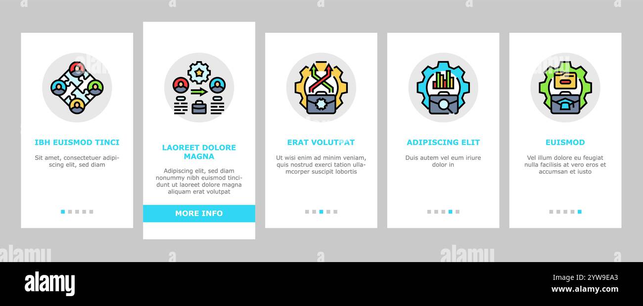 business process optimization onboarding icons set vector Stock Vector ...