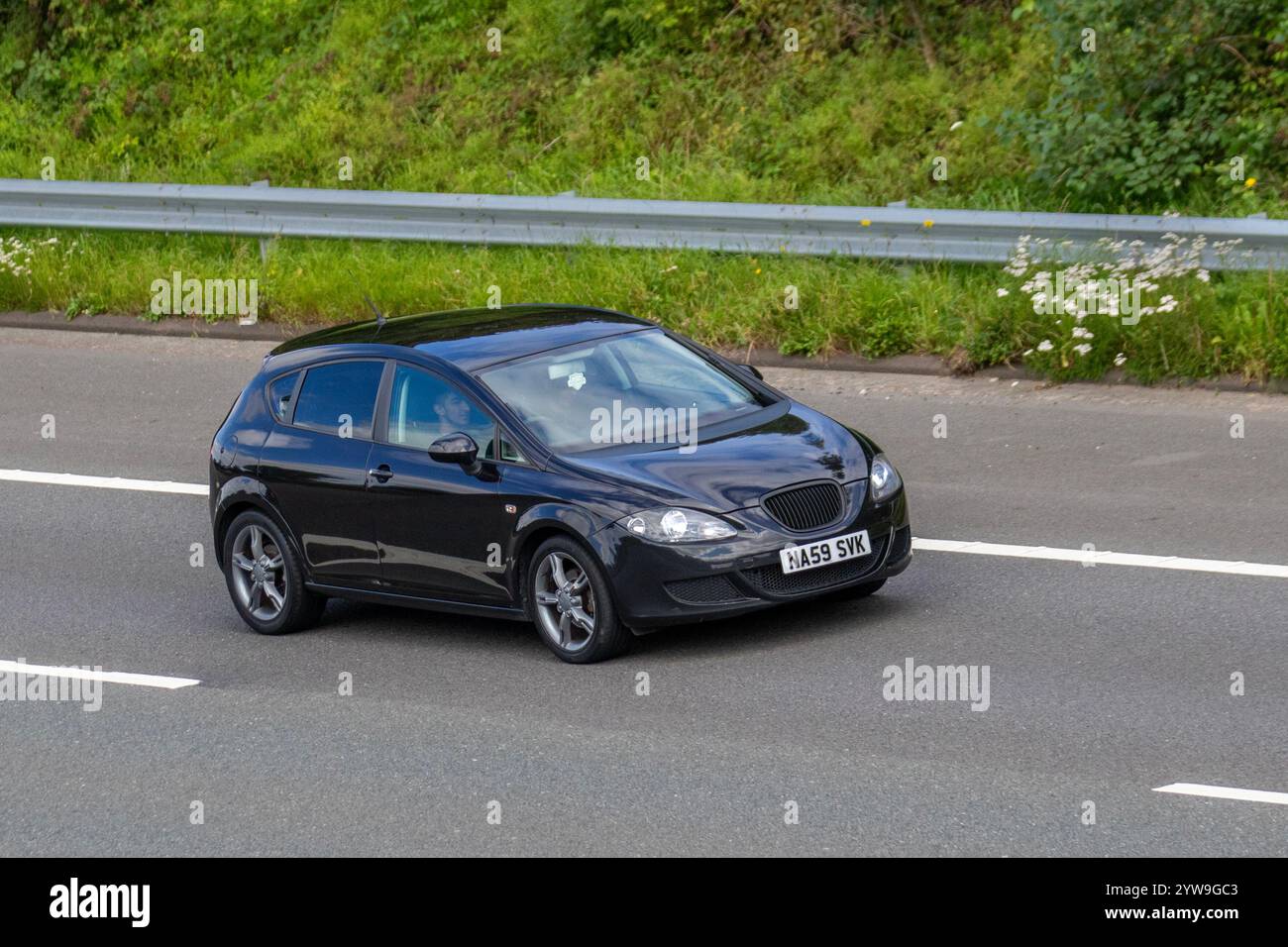2009 Black SEAT Leon S TDI 104, 5 door 1.9L, small family car Stock Photo