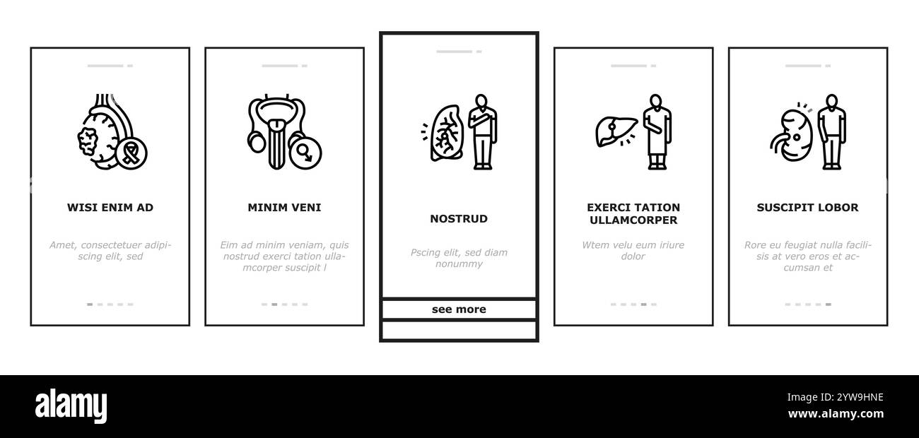 man disease health medical onboarding icons set vector Stock Vector ...