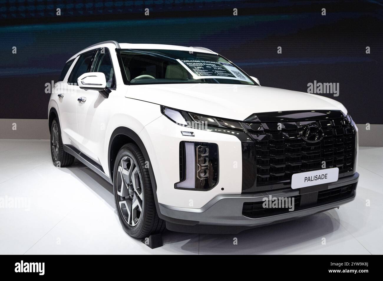 In this photo illustration, a Hyundai Palisade car is seen displayed ...