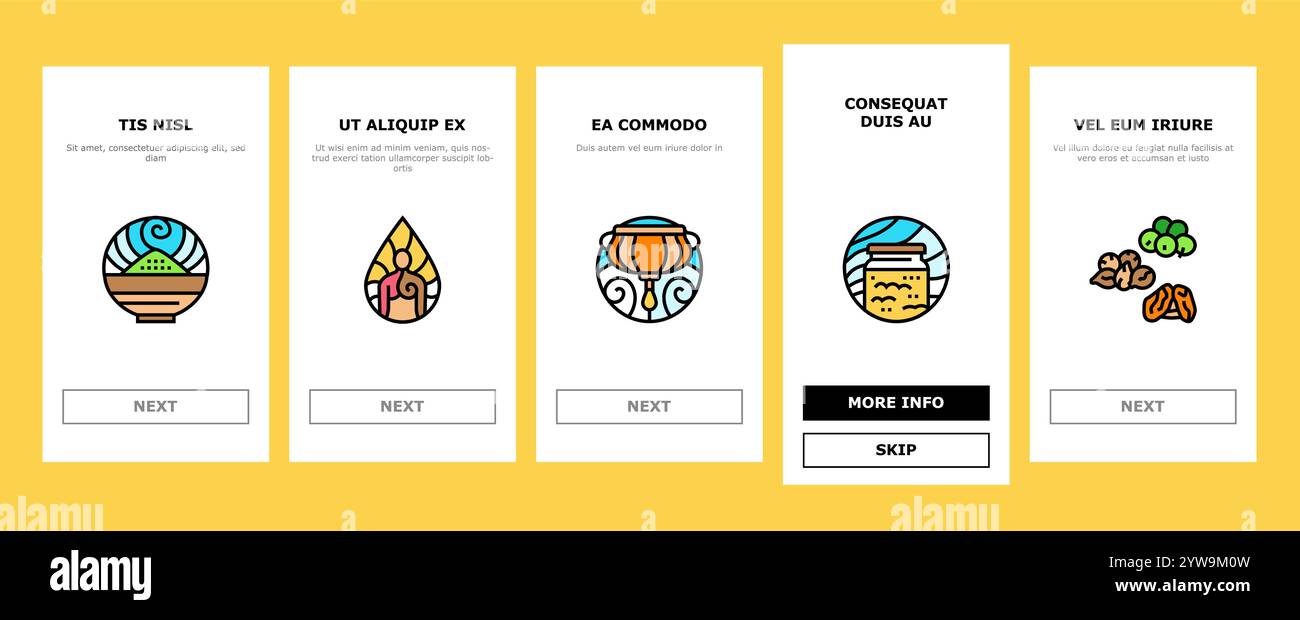 ayurveda dosha vata pitta onboarding icons set vector Stock Vector ...