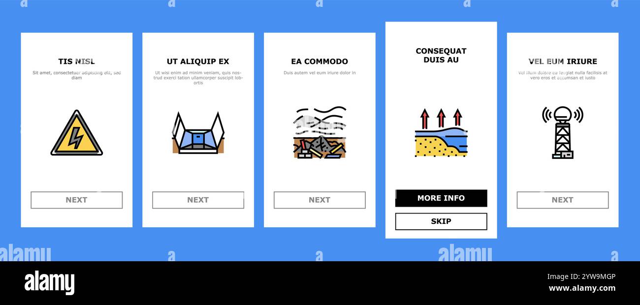 hurricane cyclone storm wind onboarding icons set vector Stock Vector ...