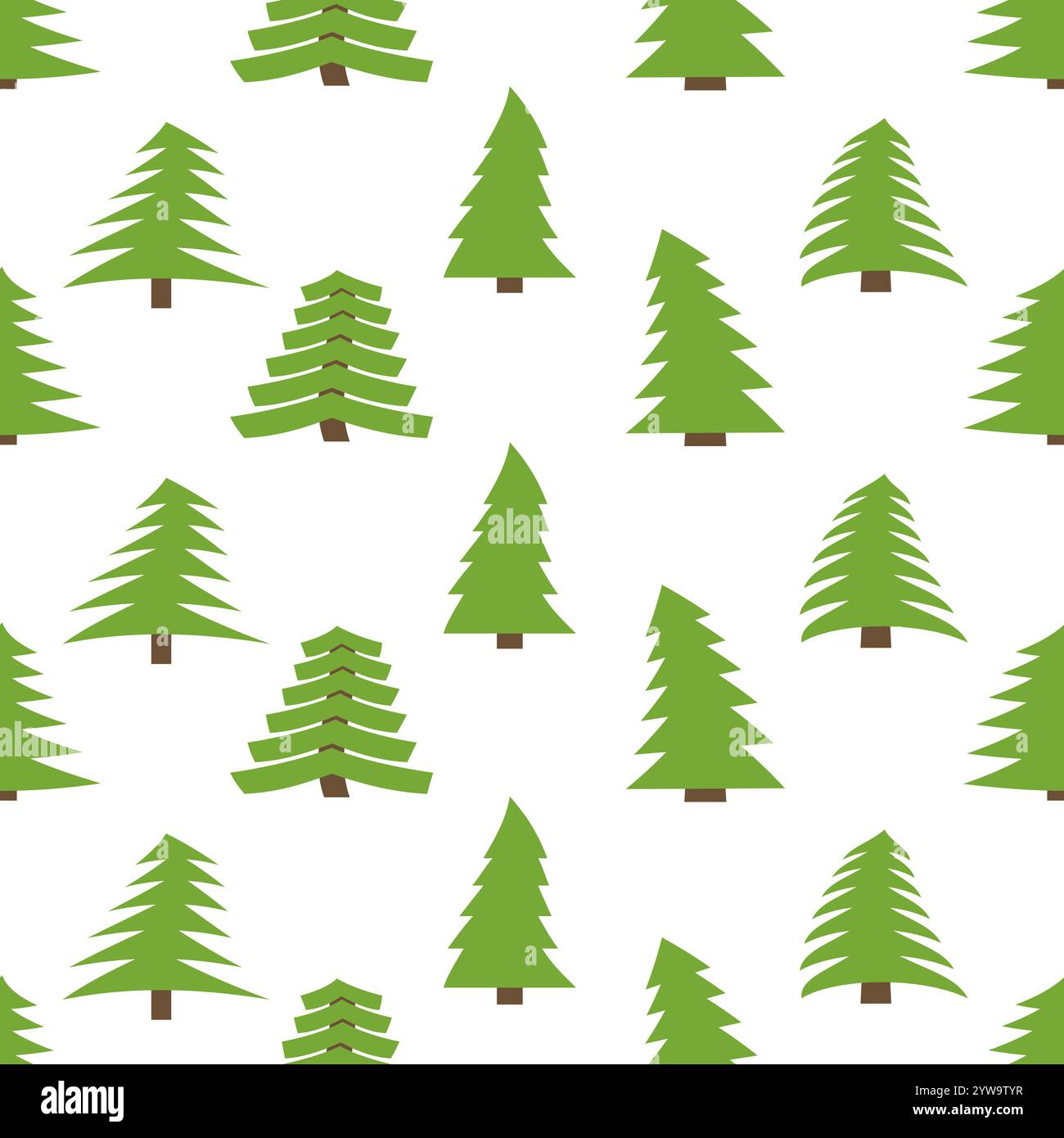 Seamless pattern with spruces on white background. Vector illustration Stock Vector