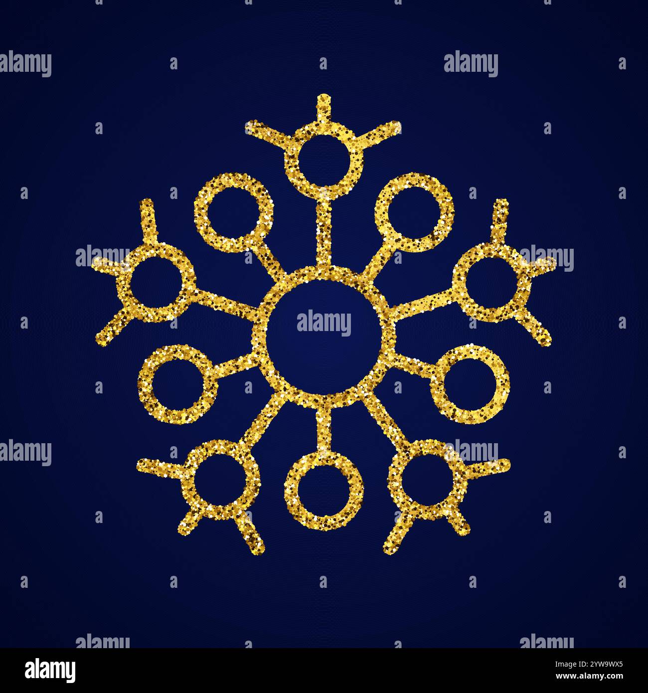 Gold glitter snowflake on dark blue background. Christmas and New Year ...