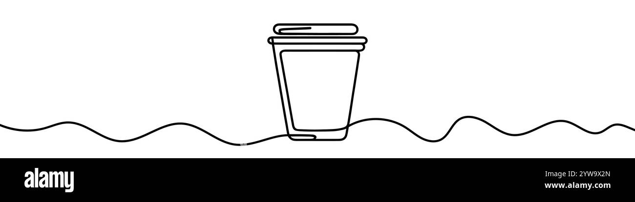 Continuous line drawing representing a coffee cup. Line art of paper ...