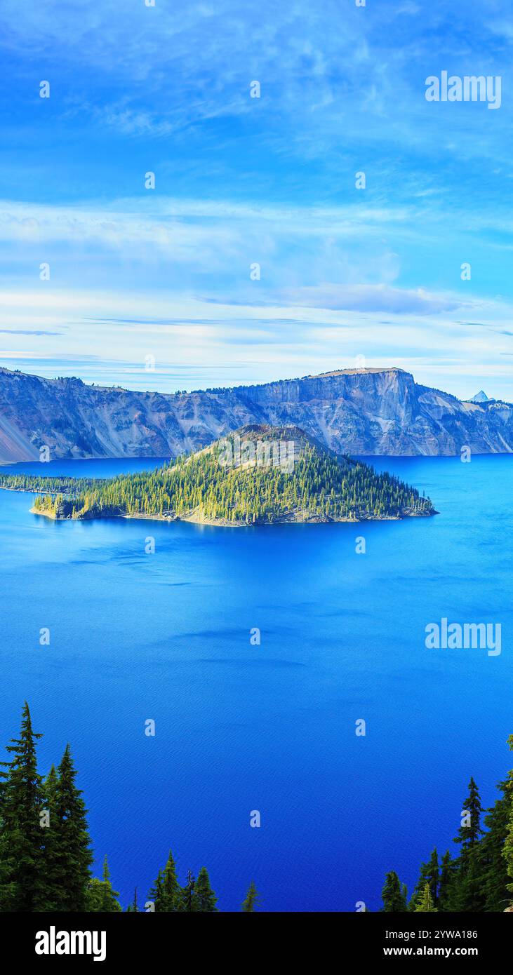 Morning at Crater Lake National Park in Oregon, highlighting the serene ...