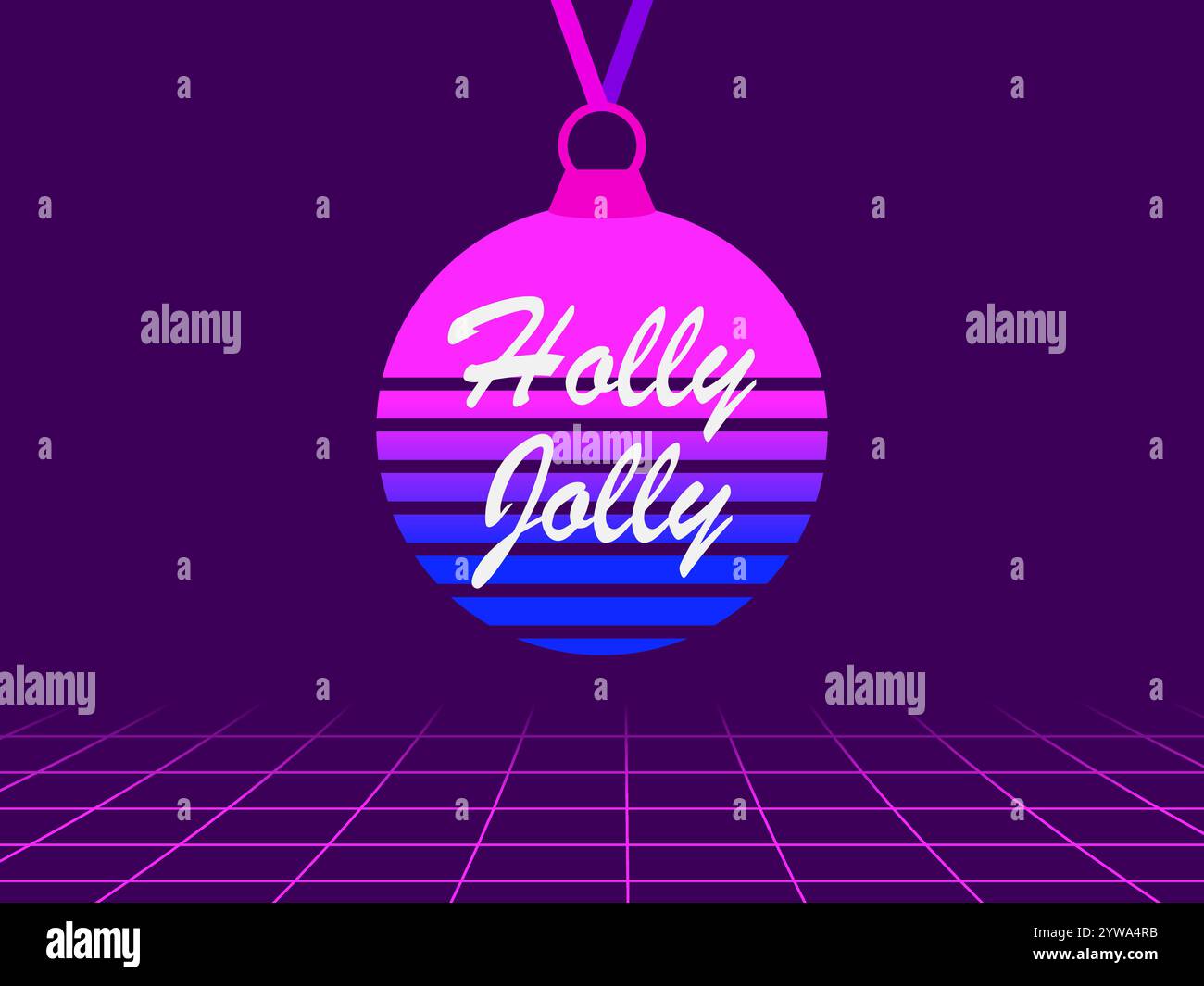 Holly jolly in 80's retro style. Text in the futuristic, neon. Vector  illustration Stock Vector Image \u0026 Art - Alamy, image size:1300x1065