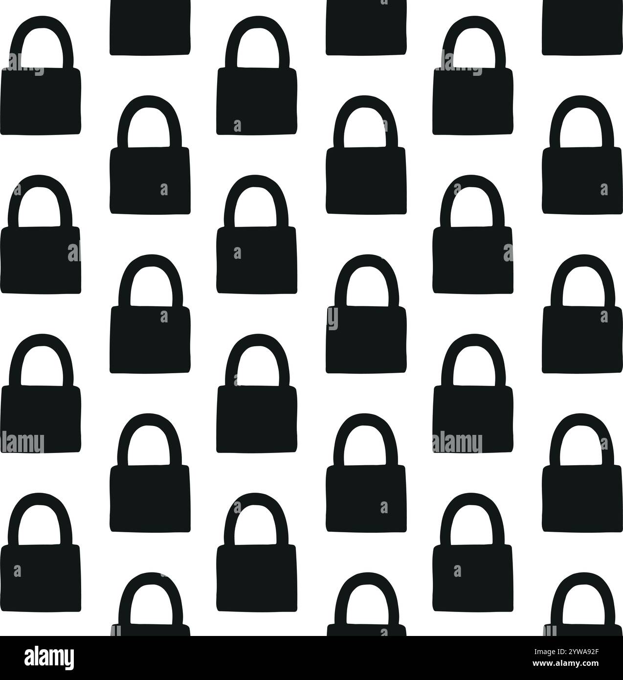 Vector seamless pattern of hand drawn lock silhouette isolated on white ...