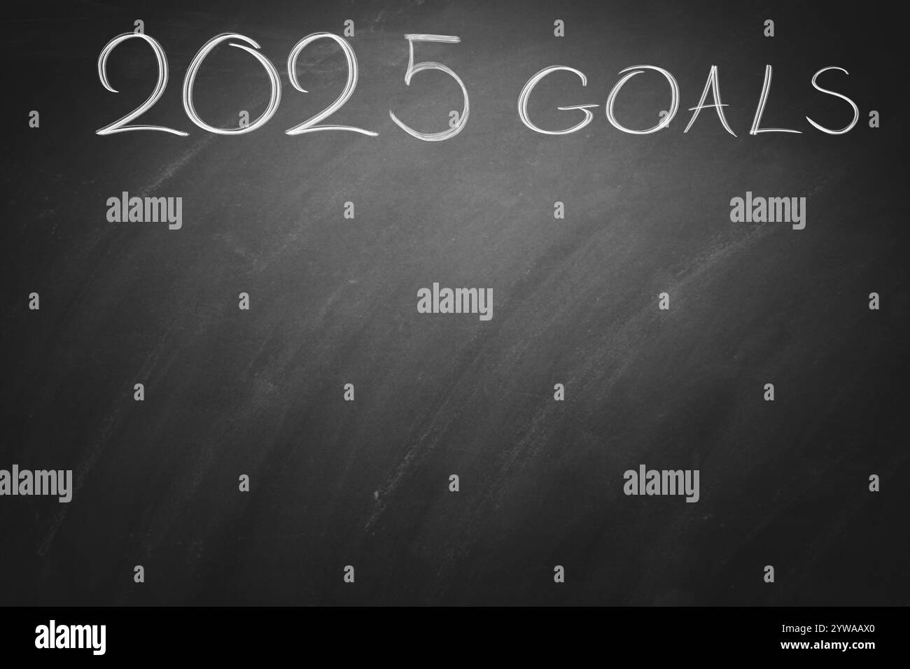 2025 New Year To do List  wishes and Goals on black board. Chalkboard Stock Photo