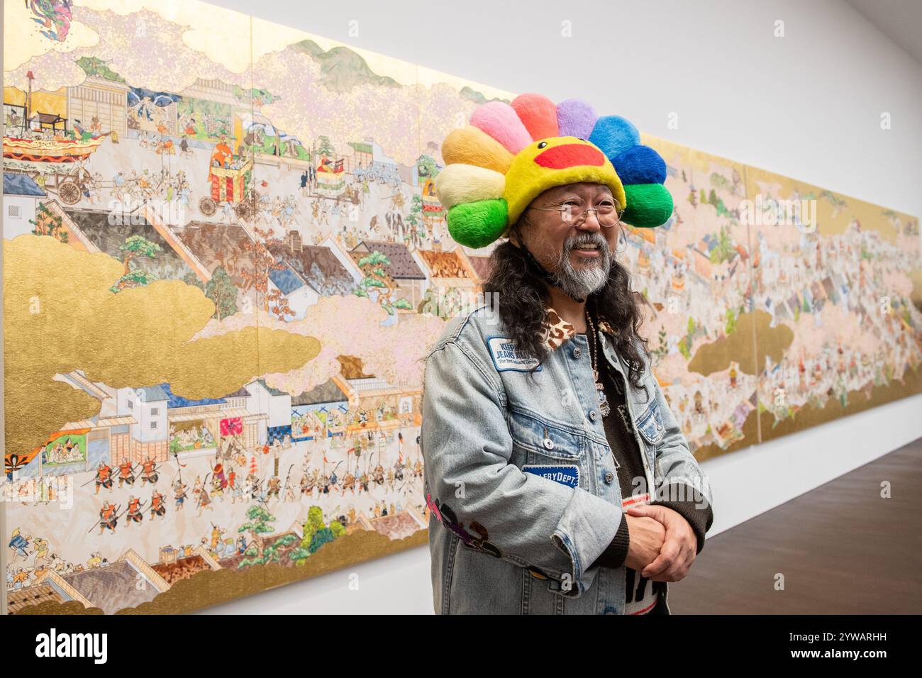 London, England, UK. 10th Dec, 2024. Japanese artist TAKASHI MURAKAMI at the unveiling of his major new exhibition, Japanese Art History a la Takashi Murakami, at Gagosian Grosvenor Hill, London. (Credit Image: © Thomas Krych/ZUMA Press Wire) EDITORIAL USAGE ONLY! Not for Commercial USAGE! Stock Photo