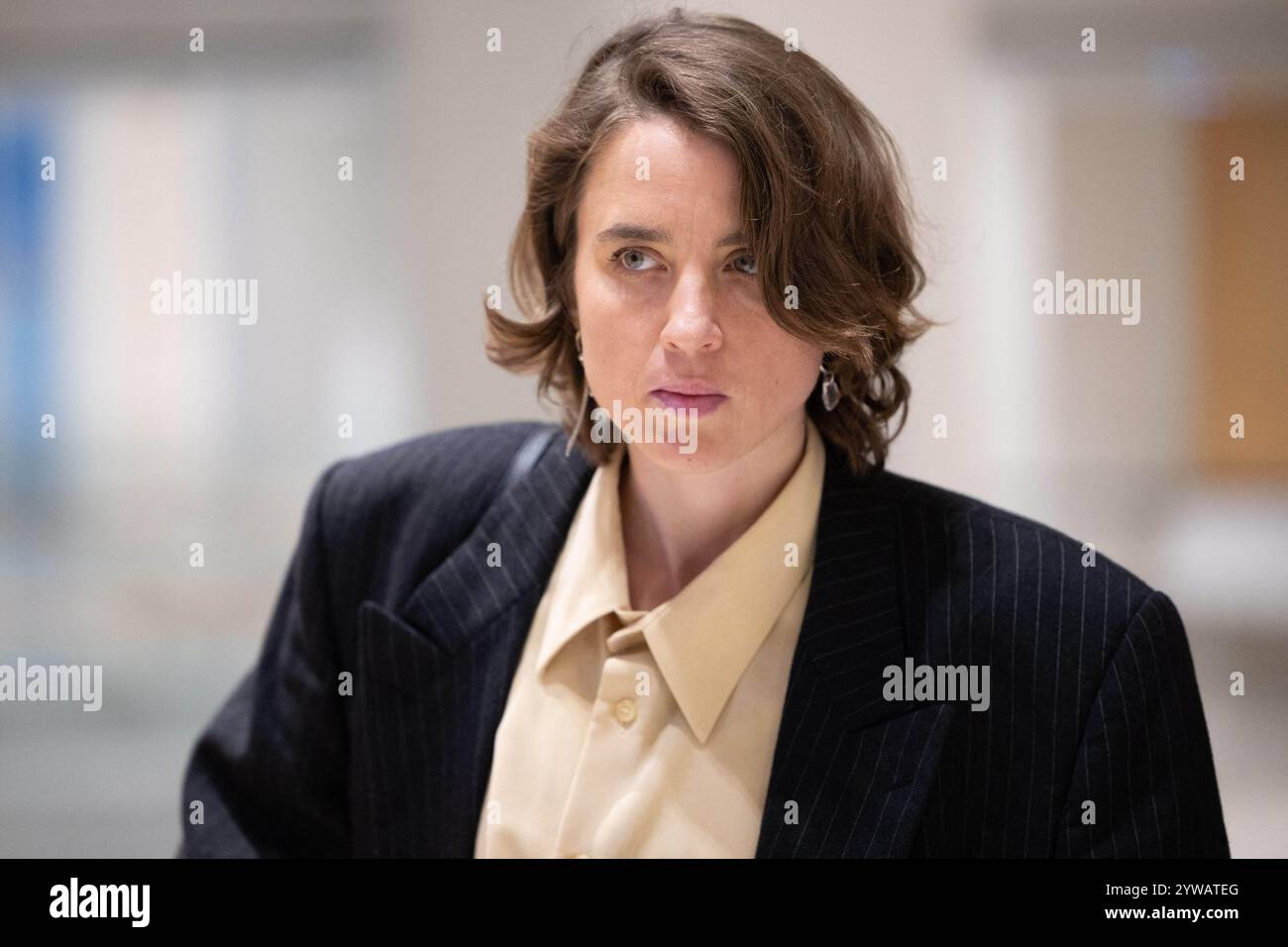 French actress Adele Haenel comes back to the court room after a break ...