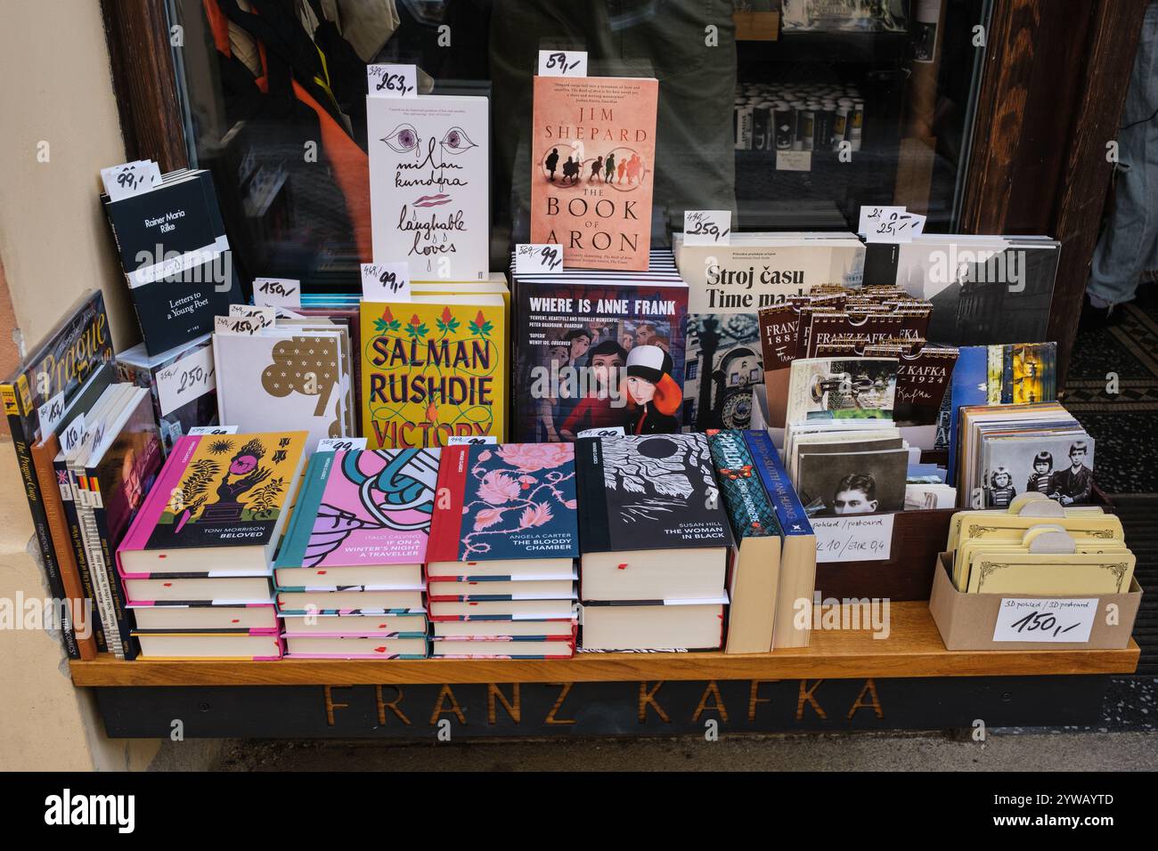 Books on Display outside a Book Store. Prague, Czechia, Czech Republic. Stock Photo