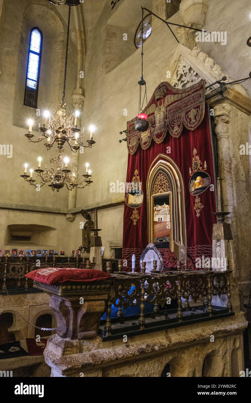 Old-New Synagogue Interior, Prague, Czechia, Czech Republic. Stock Photo