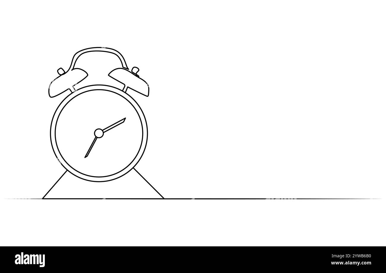 Continuous one line drawing clock icon with doodle hand drawn style ...