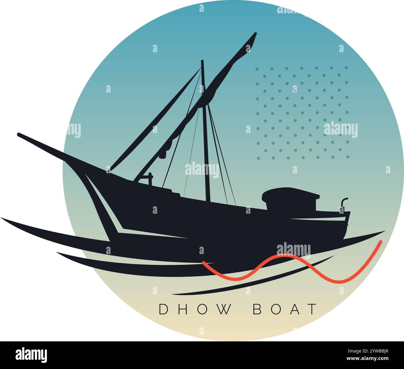 Traditional wooden Sail Boat - Dhow Boat - Stock Illustration as EPS 10 ...