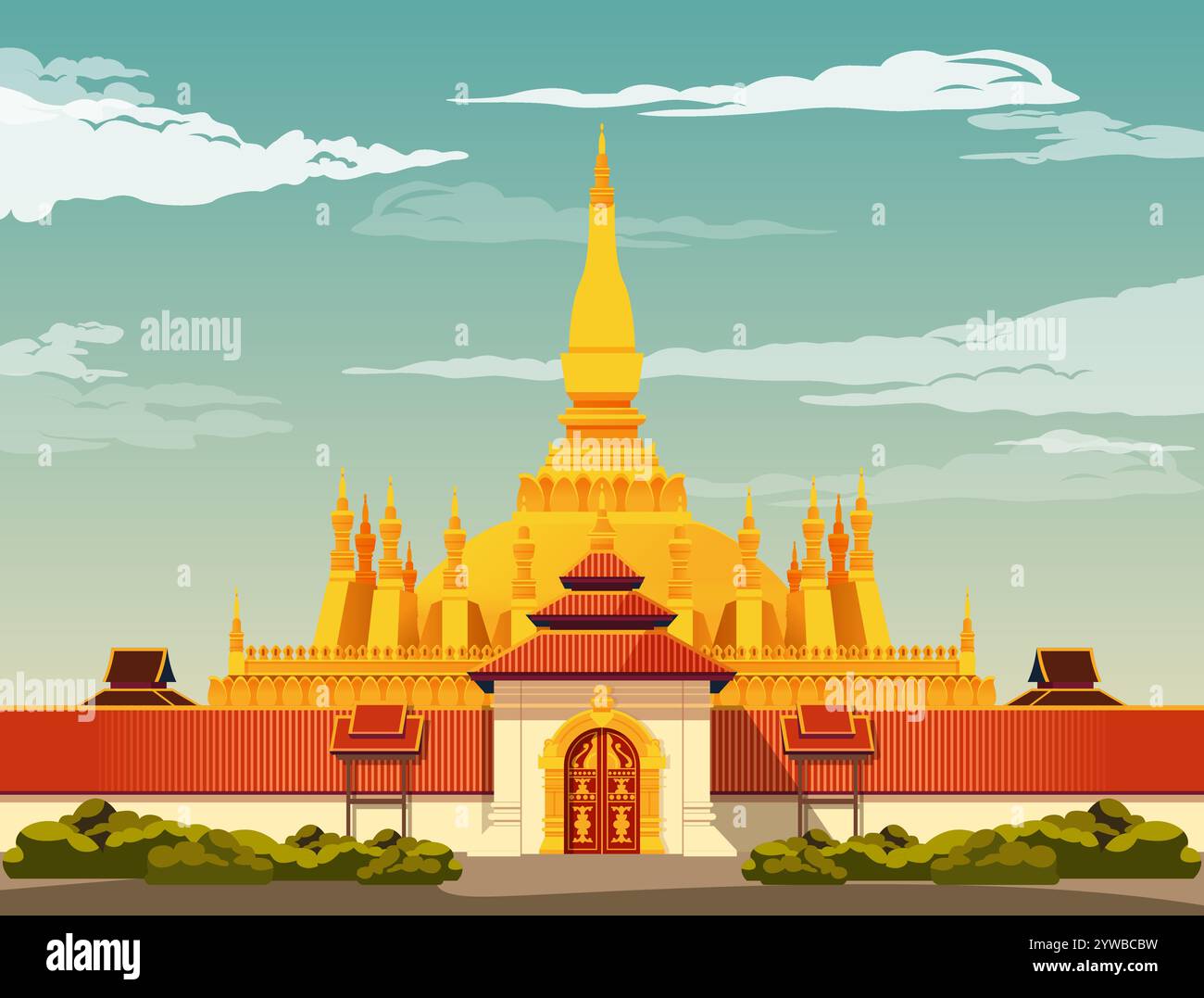 Pha That Luang Vientiane, Laos - Stock Illustration as EPS 10 File ...