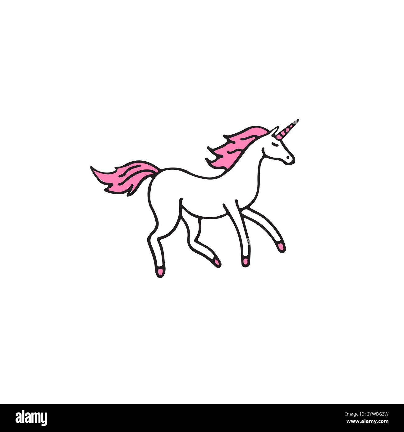 Vector hand drawn doodle sketch unicorn isolated on white background ...