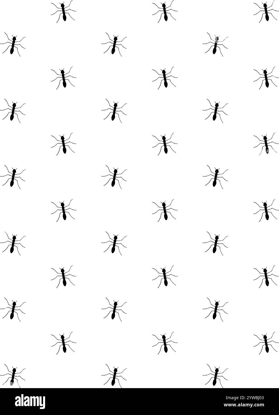 Vector seamless pattern of black sketch ant silhouette isolated on ...
