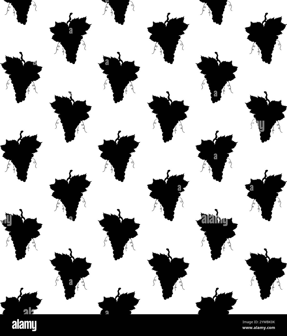 Vector seamless pattern of sketch black grapes silhouette isolated on ...