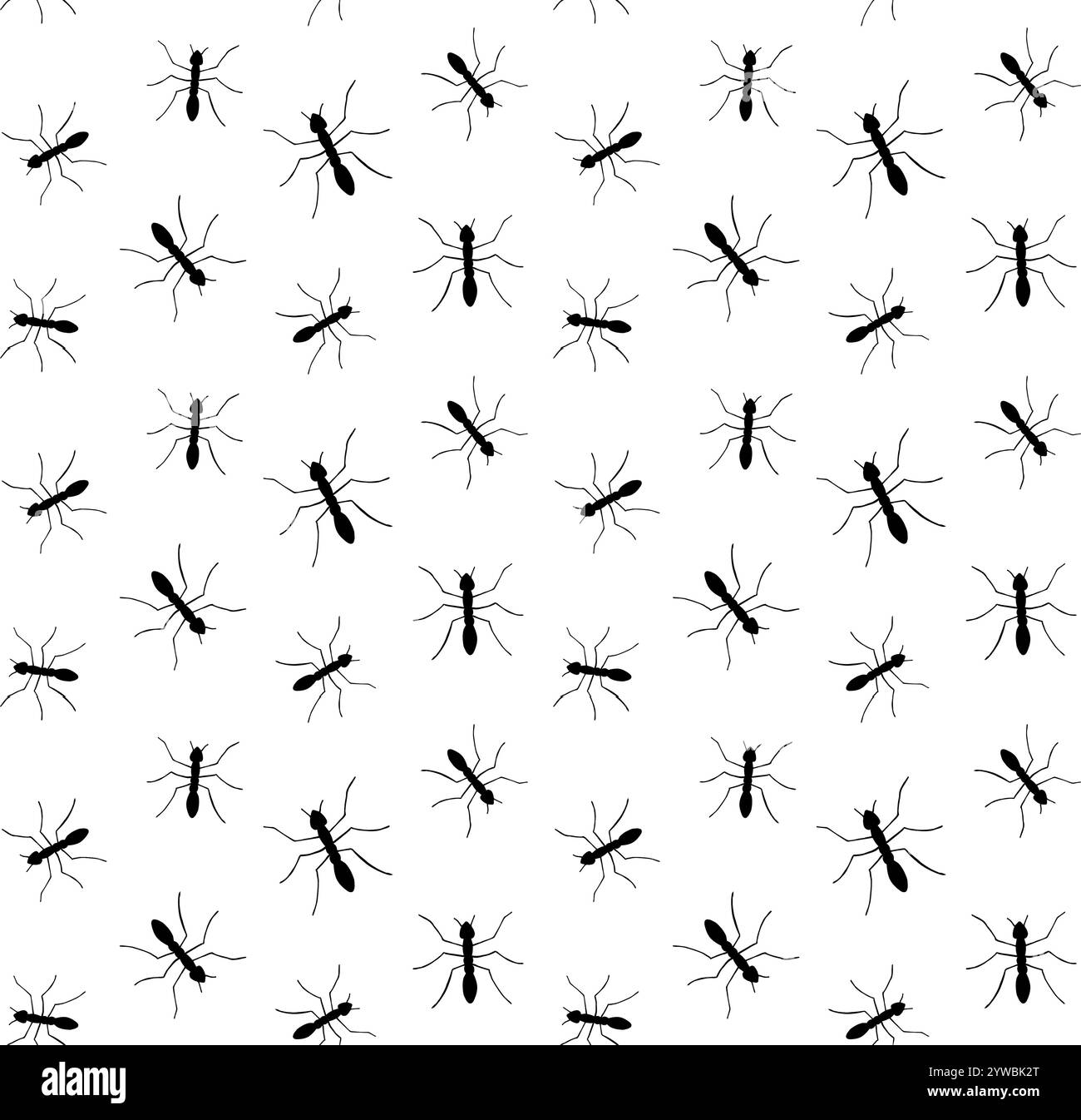 Vector seamless pattern of black sketch ant silhouette isolated on ...
