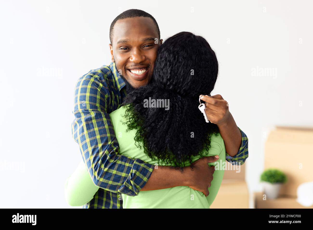 House Owners. Happy African American Man Holding Home Keys And ...