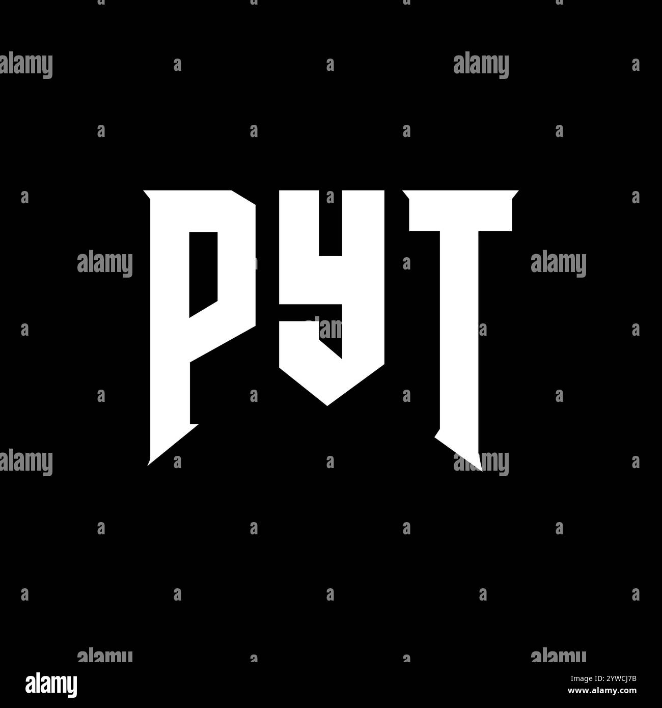 PYT letter logo design for technology company. PYT logo design black
