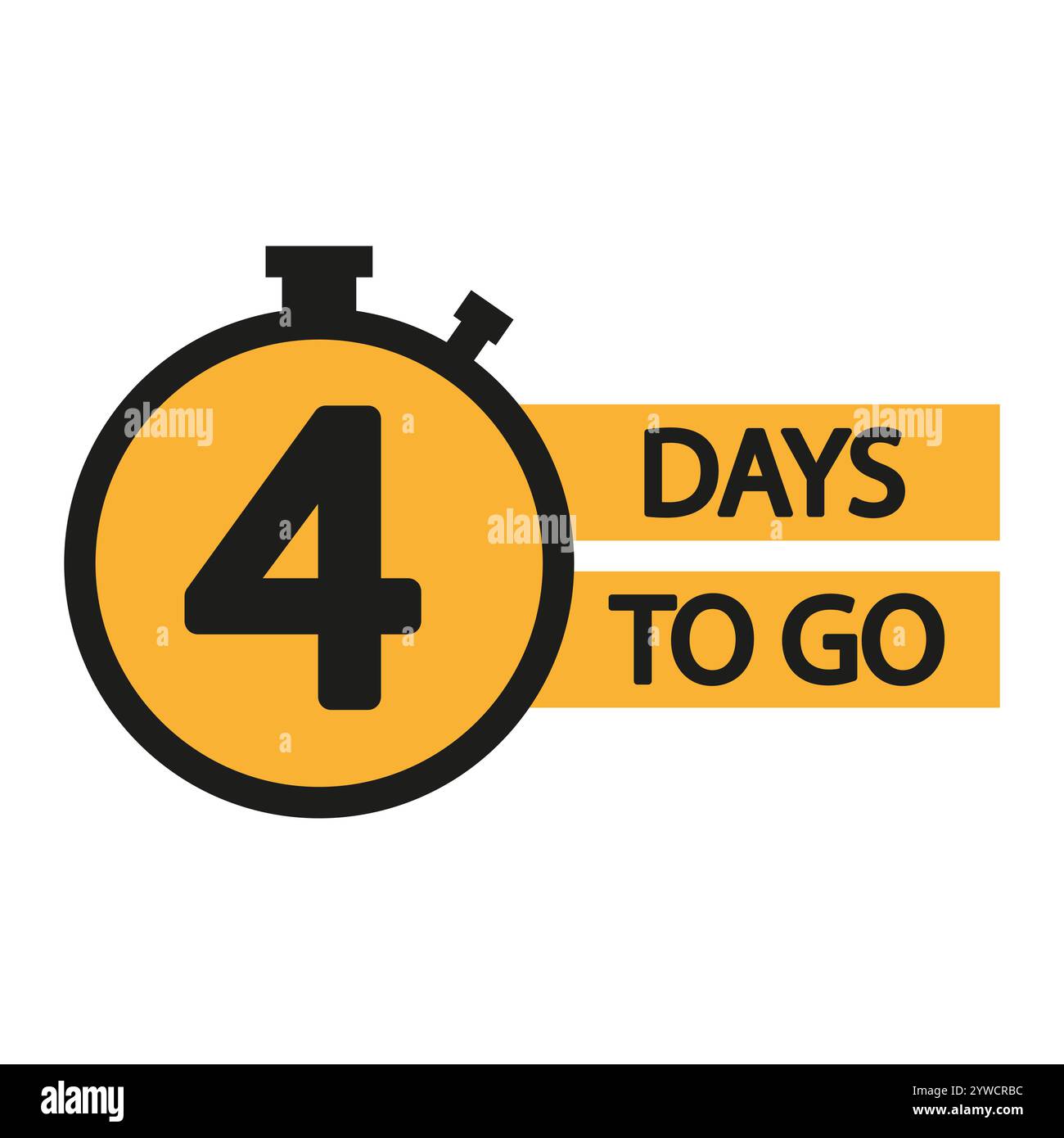 Fast countdown icon. Number five focus. Bold 5 days to go text. Yellow stopwatch graphic. Stock Vector