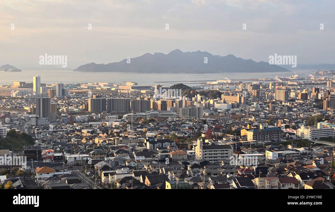 Sunset and sunrise around Miyajima bay, Hiroshima - Smartphone Captured Stock Image