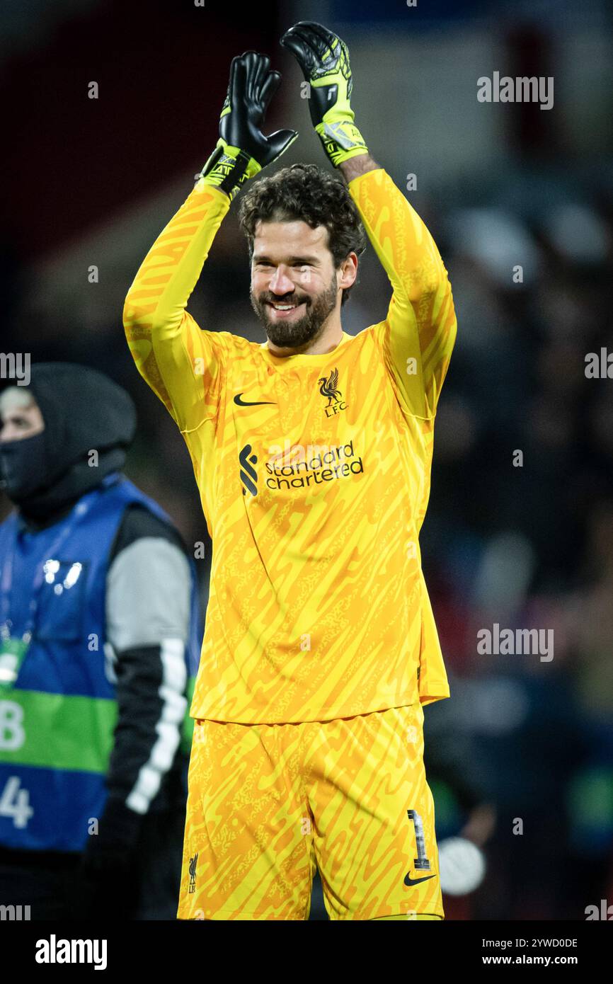 Goalkeeper Alisson Becker (Liverpool FC) smiles during a UEFA Champions ...