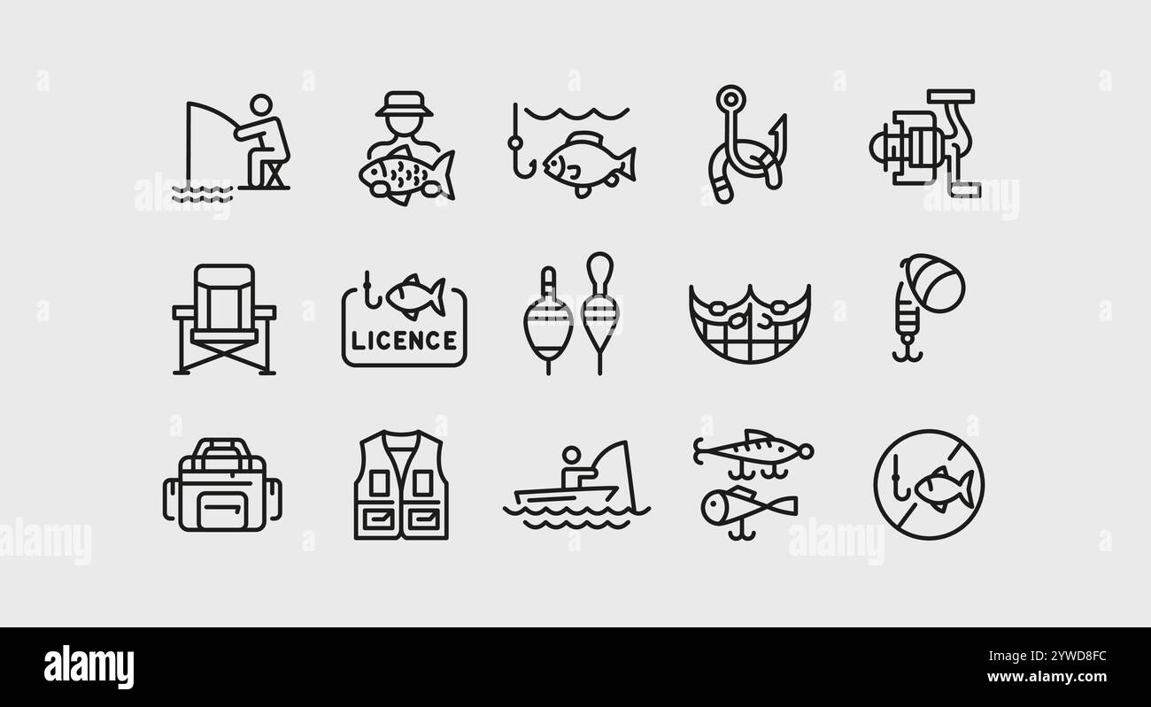 Fishing Icons Set Stock Vector
