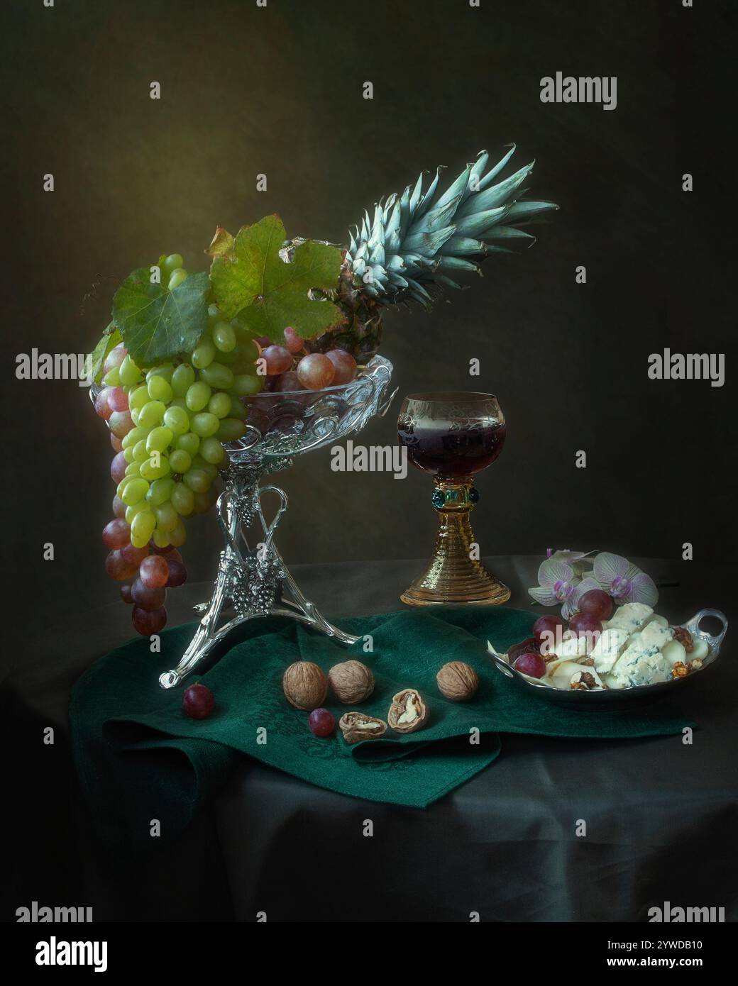 Still life with fruits and wine glass Stock Photo - Alamy