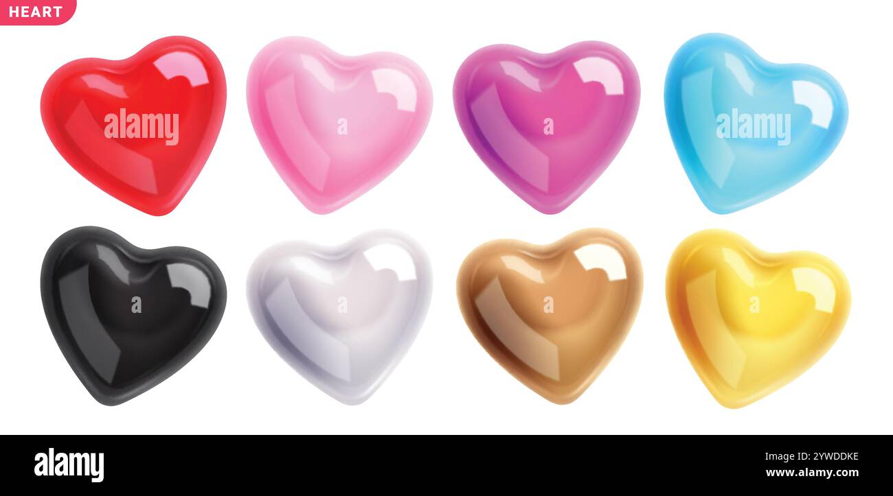 Glossy 3d heart balloons Stock Vector Images - Alamy