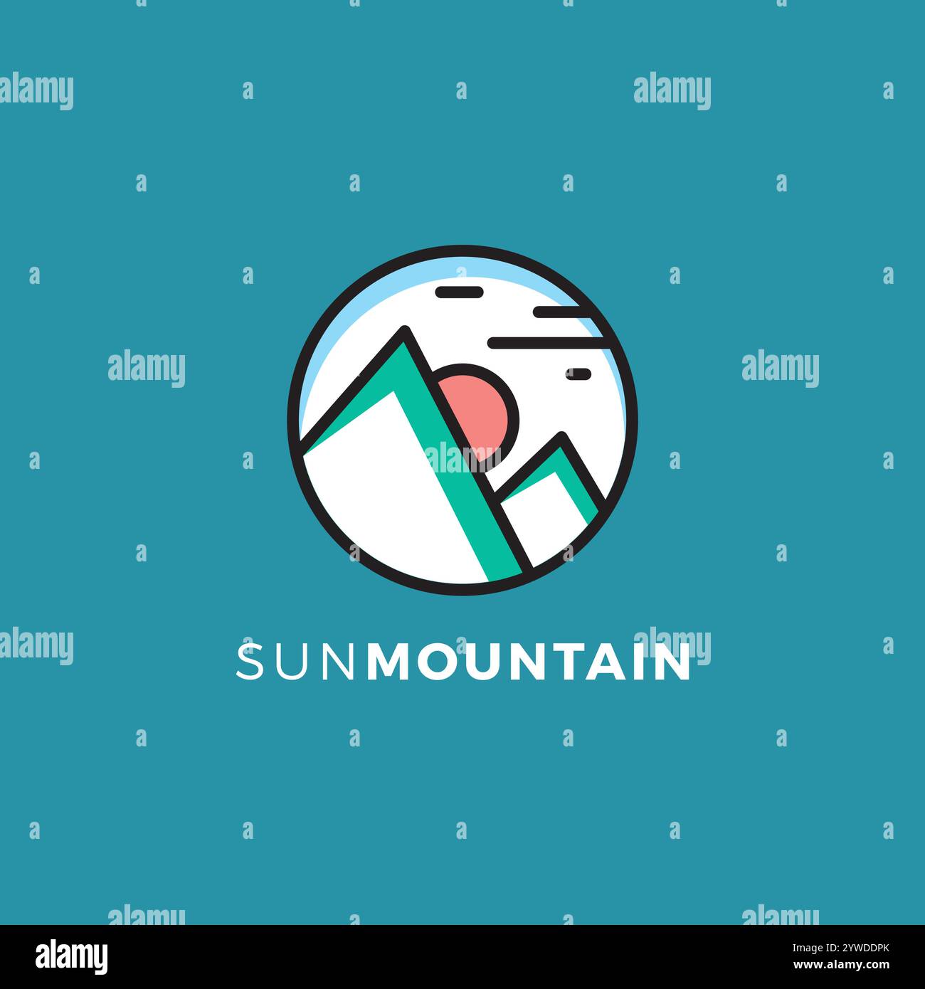 Sun Mountain Logo Icon Vector. Mountain Landscape Design Stock Vector