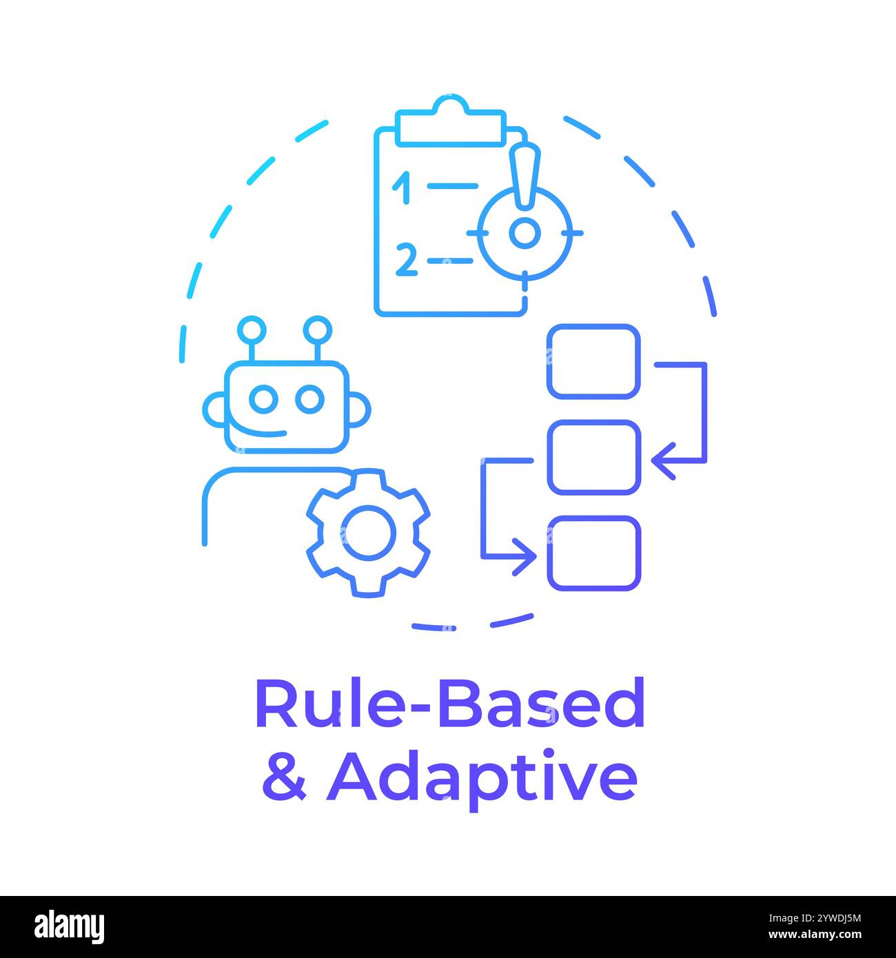 Rule based and adaptive RPA blue gradient concept icon Stock Vector